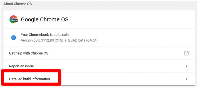 Click Chrome OS Detailed Build Information
